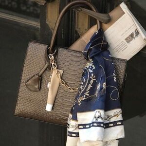 Lulus Daily Affirmation Brown Vegan Leather Croc-embossed Handbag